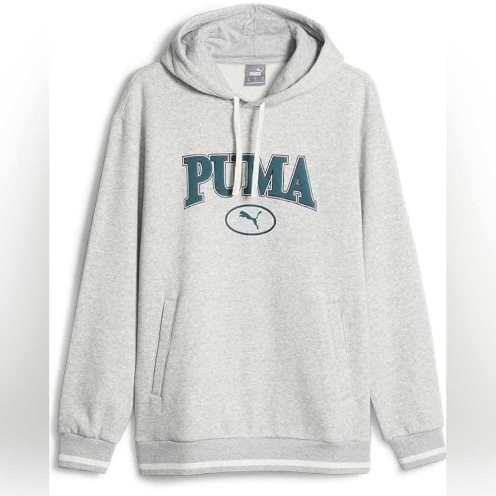 NWOT PUMA Men's Squad Light Grey Heather Hoodie Sweater Size S MSRP $60